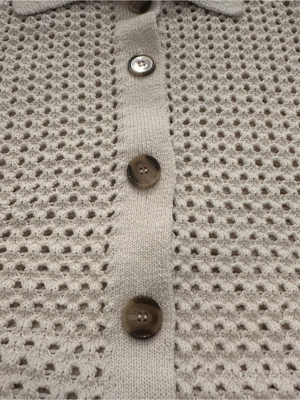 H&M Open-Knit Button Cardigan in Cream - Picture 6 of 9